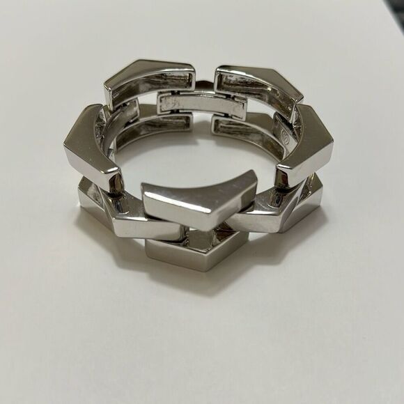 Stella and Dot Chunky Garbo Silver Link Geometric Bracelet - Picture 3 of 11
